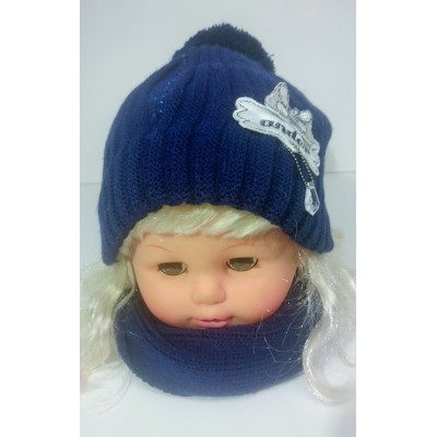 Detské čiapky dievčenské zimné + šálik - model 785 - b
